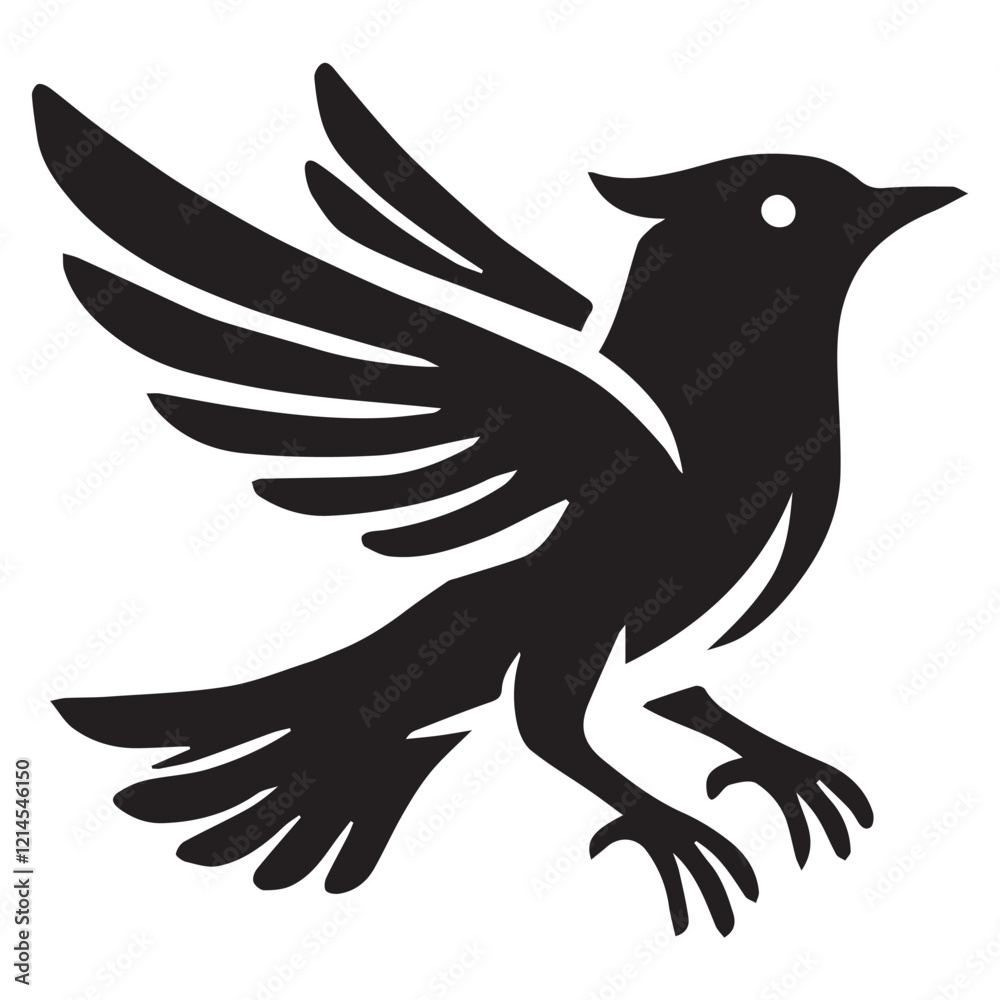 Fototapeta premium Silhouette of a bird on white background