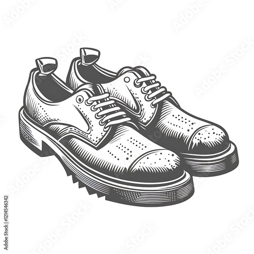 Vintage style drawing of brogue shoes photo