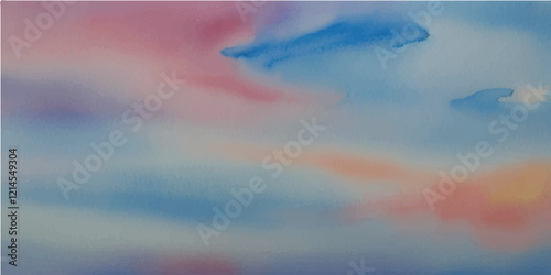 Watercolor painted background. Abstract Illustration wallpaper. Brush stroked painting.Vector background watercolor sky with beautiful clouds.