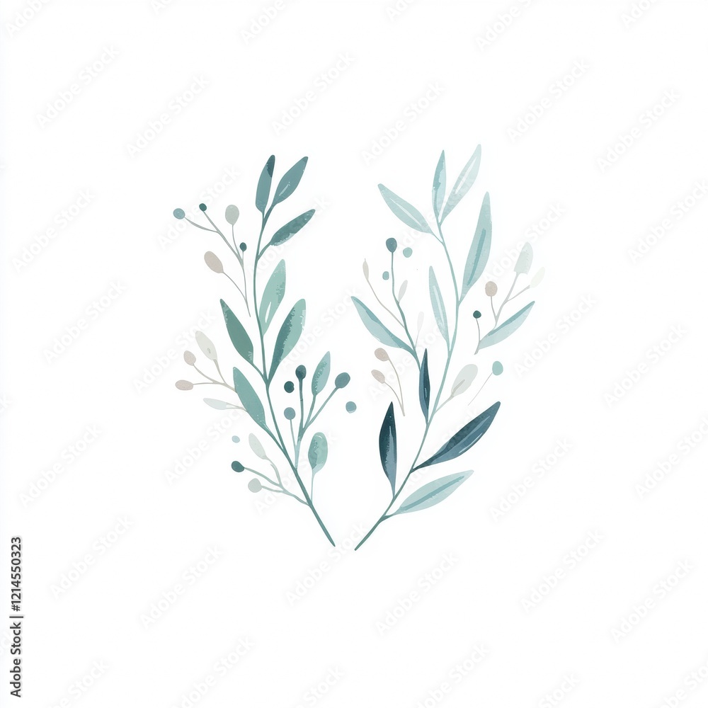 Naklejka premium Elegant Teal Watercolor Floral Wreath Design Perfect for Invitations and Branding