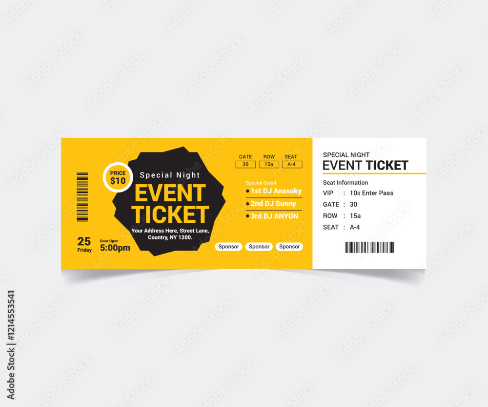 Obraz premium Event Ticket Template Design Vector File