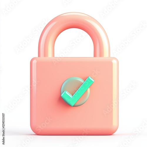Modern Digital Lock with Checkmark Symbol on Light Background
