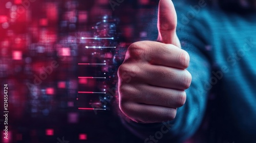 Person pointing finger directly at camera with a neutral background and focused expression photo