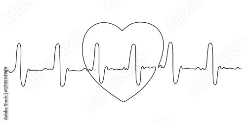 Human heart. Continuous line drawing. Frame boarder.