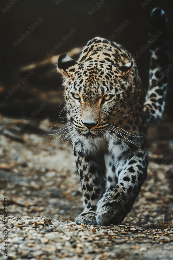 Fototapeta premium Persian leopard (Panthera pardus saxicolor) is a magnificent animal from which it comes genuine respect