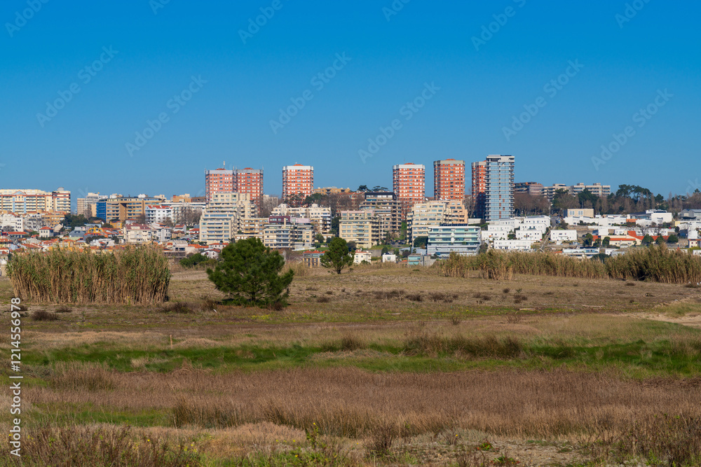 View of Douro Estuary nature reserve in Porto, Portugal.