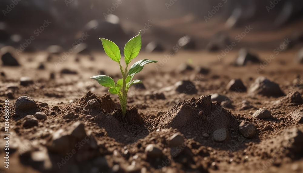 A lone sprout pushes its way through the soil, breaking free from the constraints of its underground world, greenery, seedling A lone sprout pushes its way through the soil, breaking free from the constraints of its underground world, greenery, seedling