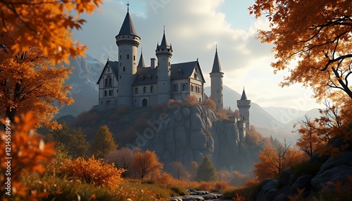 Wallpaper Mural Autumn Castle Landscape Digital Art Print Torontodigital.ca