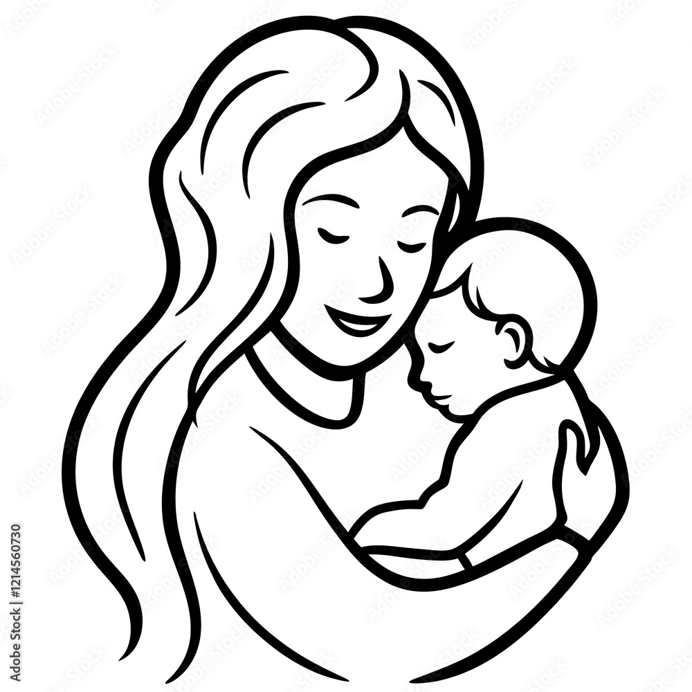 Mothers day card with mother and baby Mothers day card with mother and baby