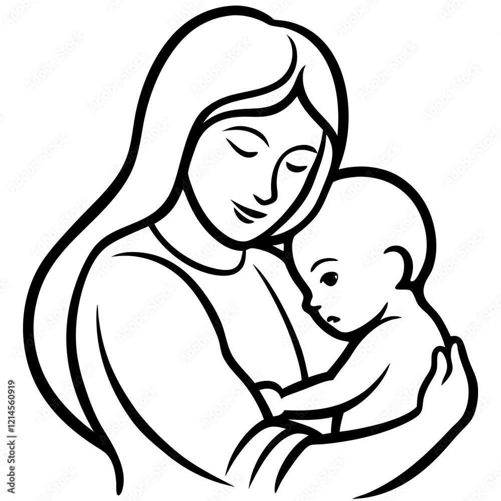 Mothers day card with mother and baby Mothers day card with mother and baby
