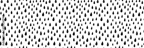 Small dash seamless pattern. Abstract background. Black and white autumn doodle texture with hand drawn raindrops. Vector Illustration