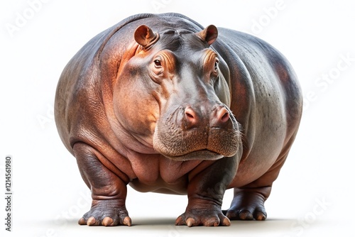 Adorable Hippopotamus Isolated on White Background - Perfect for Children's Books, Wildlife Photography, and More photo