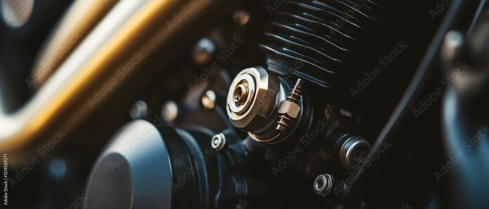 Fototapeta premium Intricate Engine Detail Shot - Cylinders and Gears in Focus
