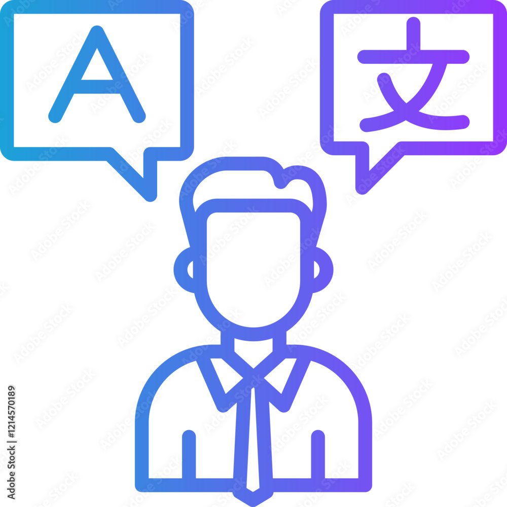 Bilingual line gradient icon Bilingual line gradient icon