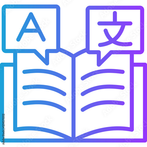 Foreign Language line gradient icon