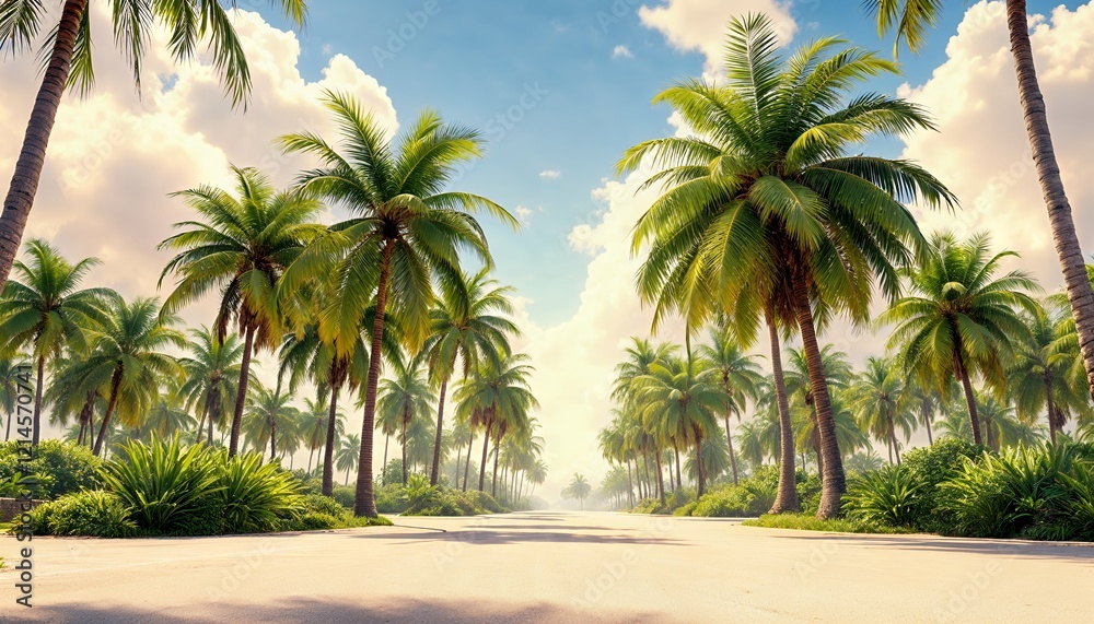 Palm Tree Lined Road Tropical Paradise Vacation Palm Tree Lined Road Tropical Paradise Vacation