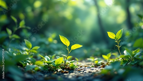 New Life Spring Plants Growing in Sunlight