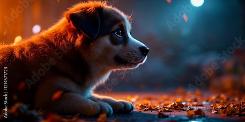Adorable Puppy Night Portrait Artistic Dog Photography