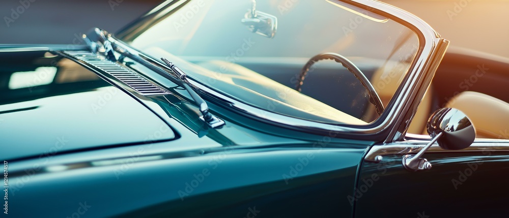 Naklejka premium Classic Mustang Car at Sunset | Rear View Perspective