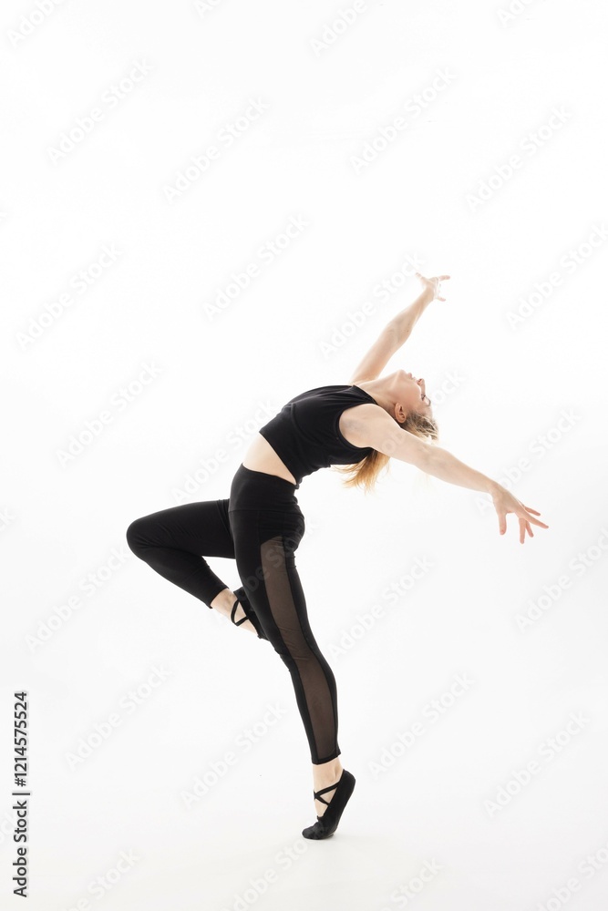 Dancer expressing freedom and elegance in a creative studio setting against a bright background Dancer expressing freedom and elegance in a creative studio setting against a bright background