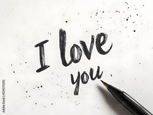 Handwritten I Love You Note - Romantic Calligraphic Message on White Background