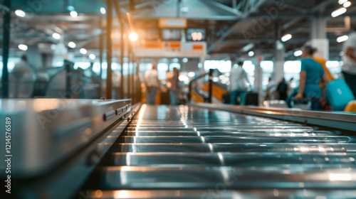 Wallpaper Mural Close-up of a security checkpoint at an airport, featuring a metal detector and conveyor belt, illustrating travel safety and airport security procedures. Torontodigital.ca