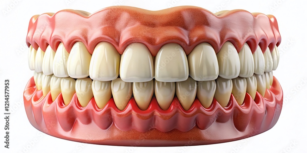 Obraz premium 3D Rendered Overlapping Teeth and Gums Isolated on White Background - Dental Stock Photo