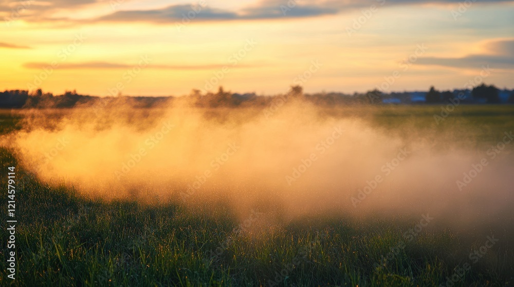 Evening Light Over Crops with Pesticide Pollution Evening Light Over Crops with Pesticide Pollution