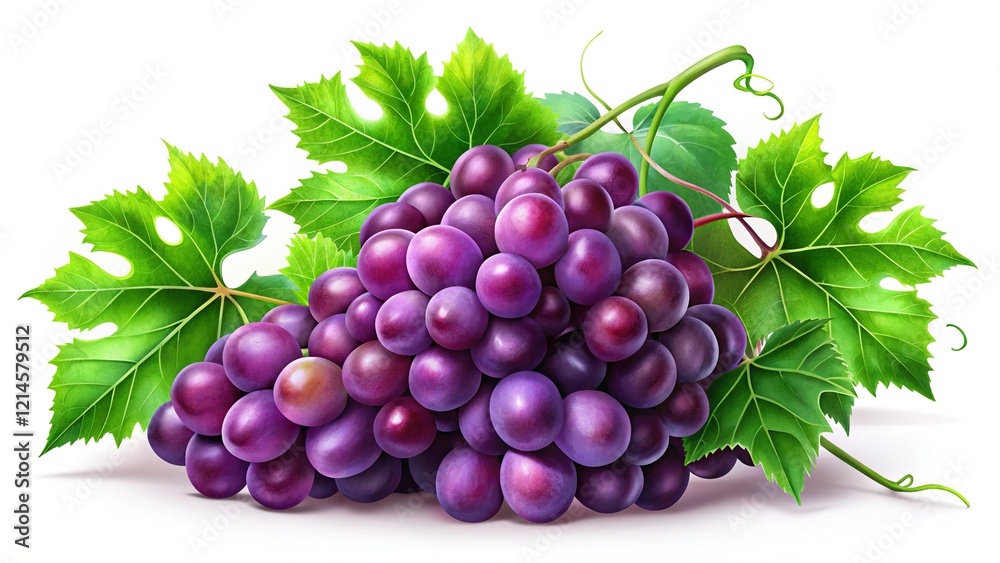 Obraz premium Lush Purple Grapes & Ivy Leaves - Architectural Photography Background