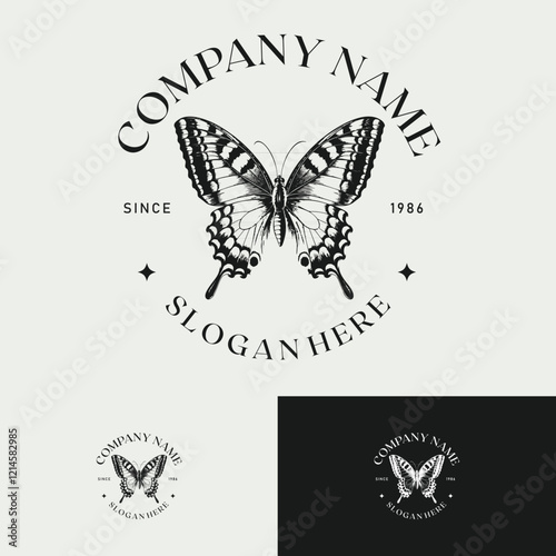 Logo Butterfly Vintage Luxury Logo for Spa, Beauty, Farm, Natural photo