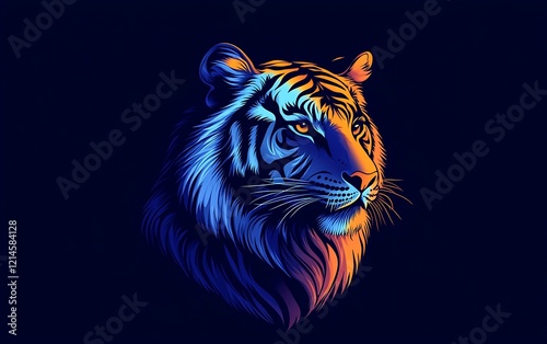 Wallpaper Mural Colorful tiger portrait, vibrant design, bold colors, artistic, stock photo Torontodigital.ca