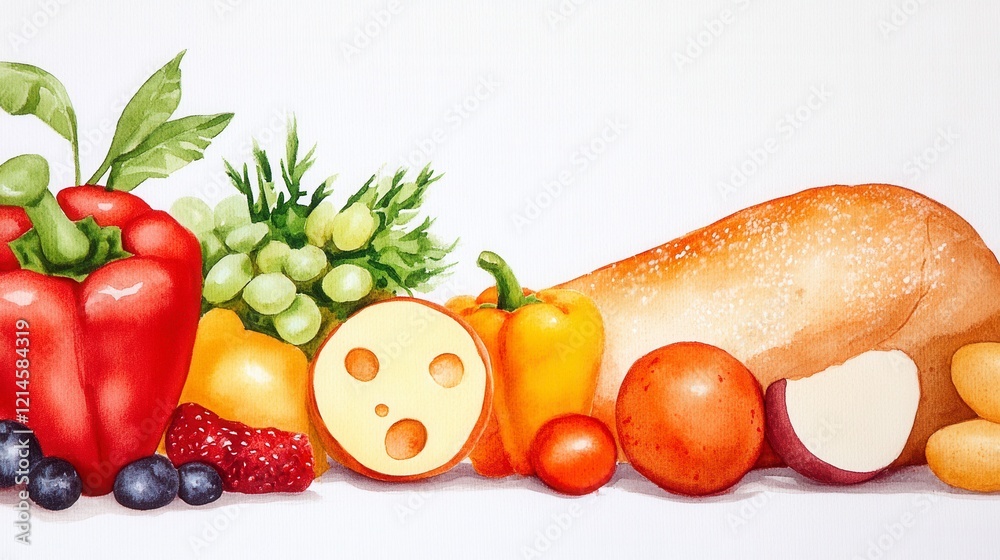Colorful Arrangement of Fresh Vegetables and Cheeses on White Background Colorful Arrangement of Fresh Vegetables and Cheeses on White Background