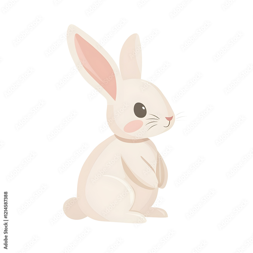 Fototapeta premium Adorable watercolor bunny illustration featuring a cute rabbit in a pastel dress, holding a tulip, perfect for Easter, nursery decor, greeting cards, kids' projects, invitations, spring-themed