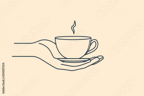 Hand holding a steaming cup of coffee or tea