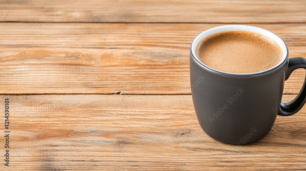 Cup of coffee on a rustic wooden table with natural light shining through the window Cup of coffee on a rustic wooden table with natural light shining through the window