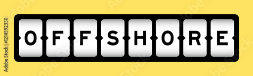 Black color in word offshore on slot banner with yellow color background