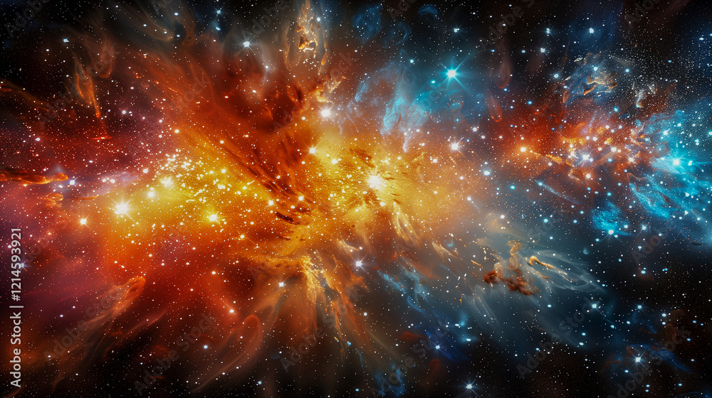 Vivid Starburst Nebula with Brilliant Cosmic Colors.. Vivid Starburst Nebula with Brilliant Cosmic Colors..