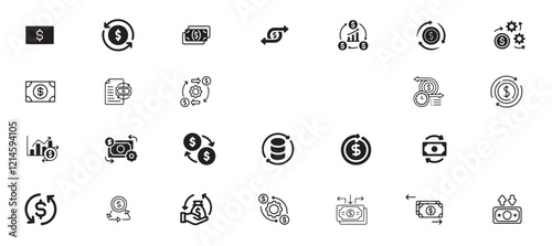 Cash flow icon set, business, finance, financial, strategy, accounting, profit, cash, income, investment, economy, management, cash flow, money, analysis, office, budget, revenue, accountant, expense.