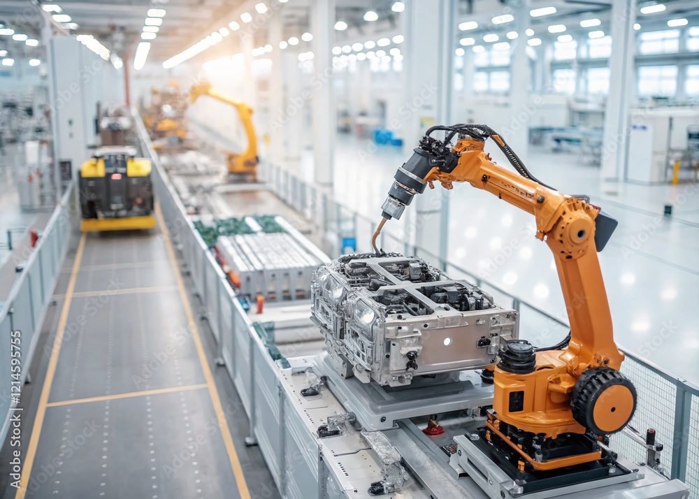 Aerial View of Automatic Transmission Gearbox Assembly Line Aerial View of Automatic Transmission Gearbox Assembly Line