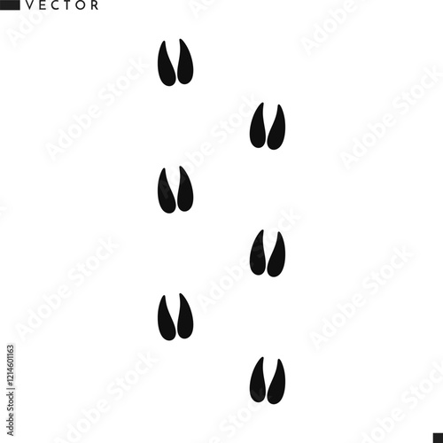 Antelope footprint vector. Animal footprint silhouette. Impala track