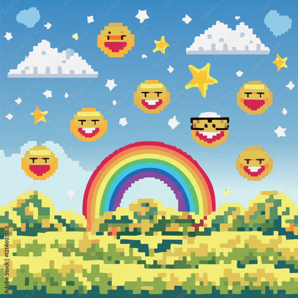 Naklejka premium pixel rainbow