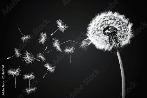 Dandelion in Black and White – High-Quality Stock Image for Nature and Conceptual Projects photo