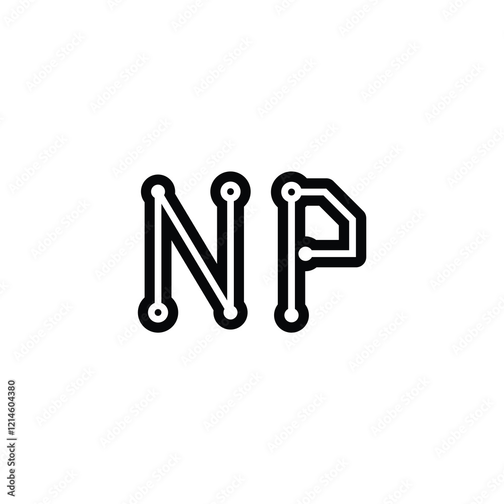 Obraz premium NP monogram logo design letter text name symbol monochrome logotype alphabet character simple logo