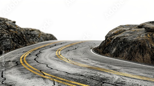 Cracked Winding Road – High-Quality Stock Image for Conceptual and Environmental Projects photo