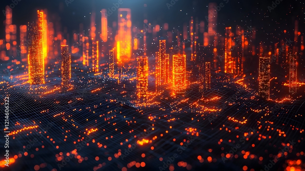 Obraz premium AI Powered Real Time Risk Assessment Systems Evaluating Financial Markets in Dynamic Cityscape
