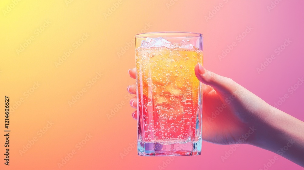 Sharp minimalist soda glass icon with bright pastel tones Sharp minimalist soda glass icon with bright pastel tones