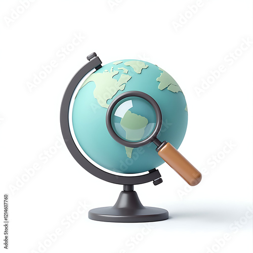 globe and magnifying glass