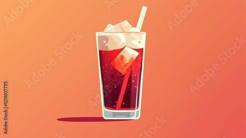 Retrostyle graphic of soda glass with ice and cream photo