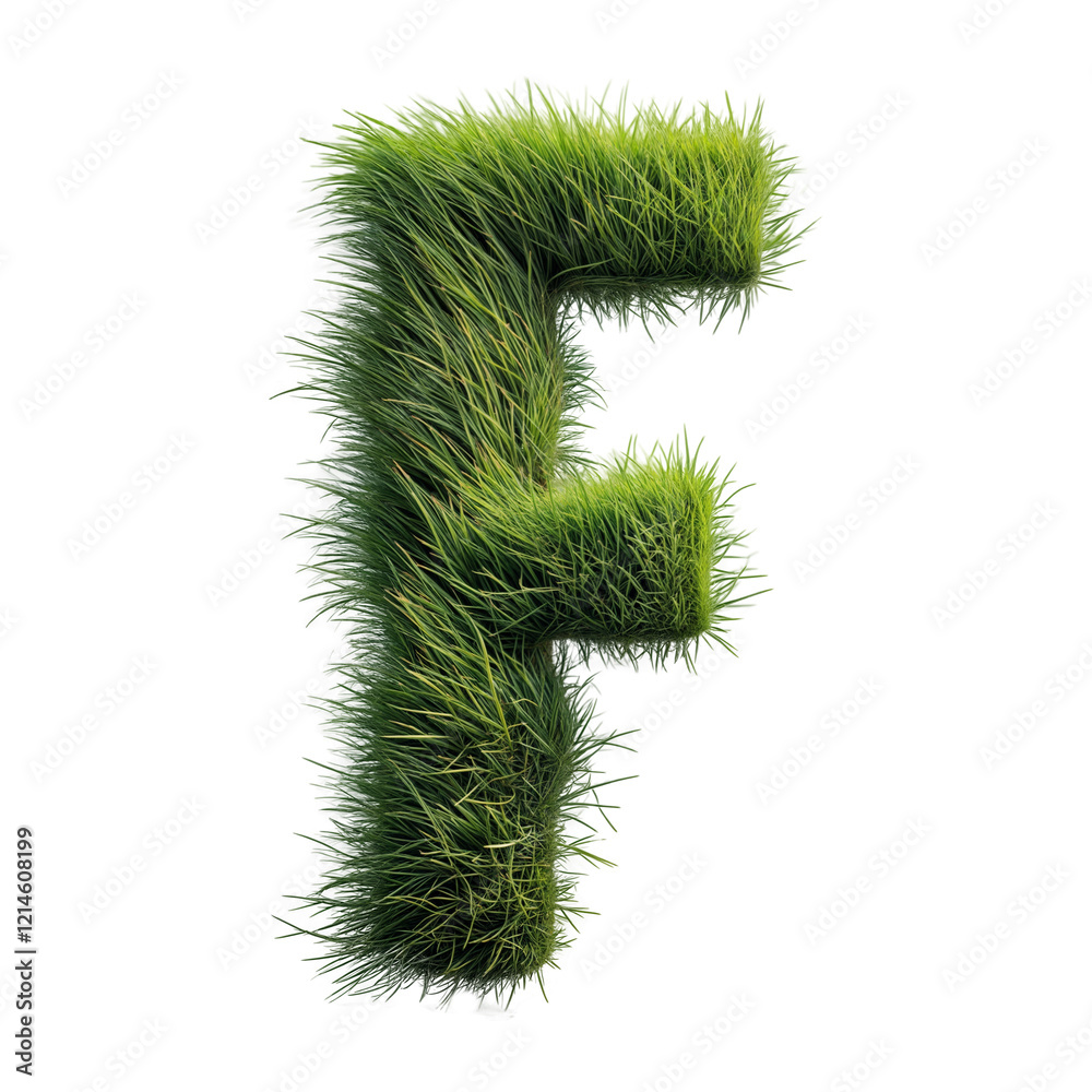 Letter F is crafted entirely from lush green grass, with vibrant, detailed texture. Evenly distributed blades give it a soft, fluffy, and organic look, full of natural charm Letter F is crafted entirely from lush green grass, with vibrant, detailed texture. Evenly distributed blades give it a soft, fluffy, and organic look, full of natural charm