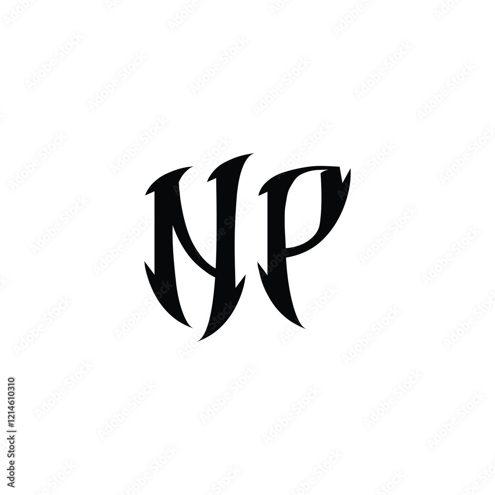 Obraz premium NP monogram logo design letter text name symbol monochrome logotype alphabet character simple logo